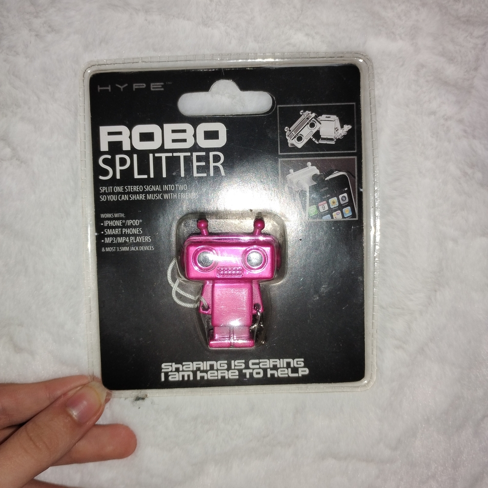 Hype Pink Robo Splitter Headphones Adapter